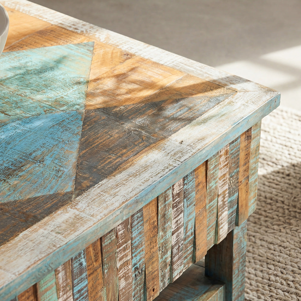 Artisan Storage Coffee Table with Handcrafted Vintage Finish