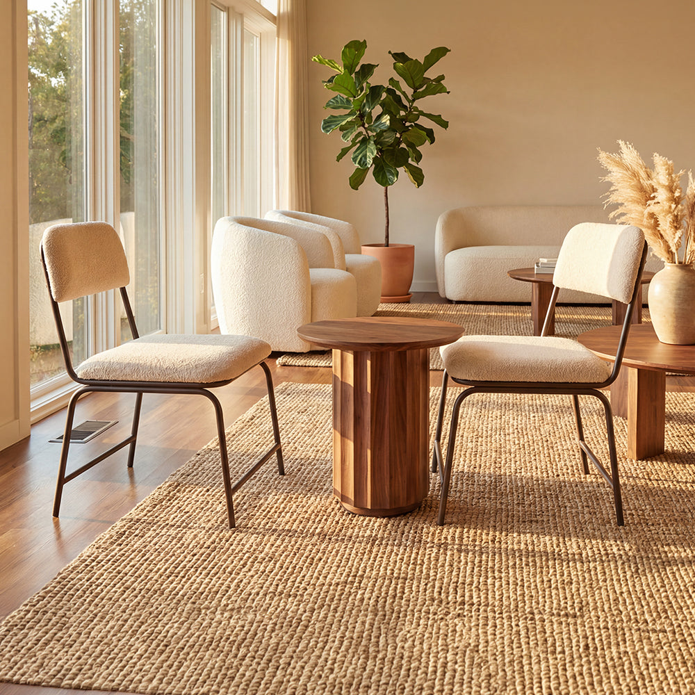 Contemporary Dining Chair with Metal Frame and Upholstered Seat