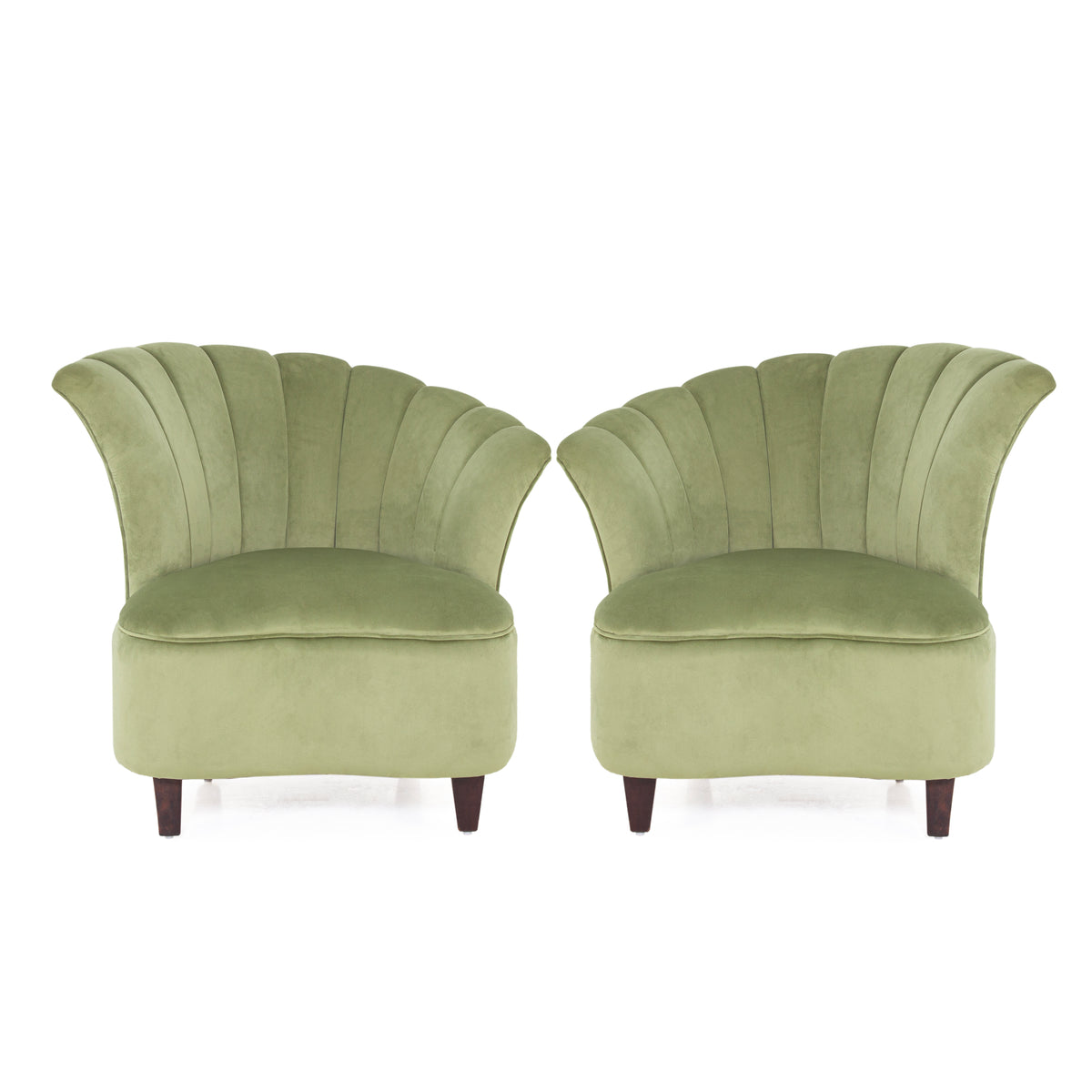 Sage green accent chair front view