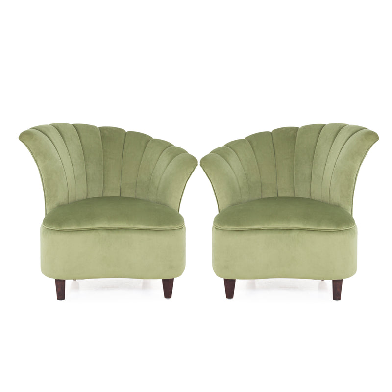 Sage green accent chair front view