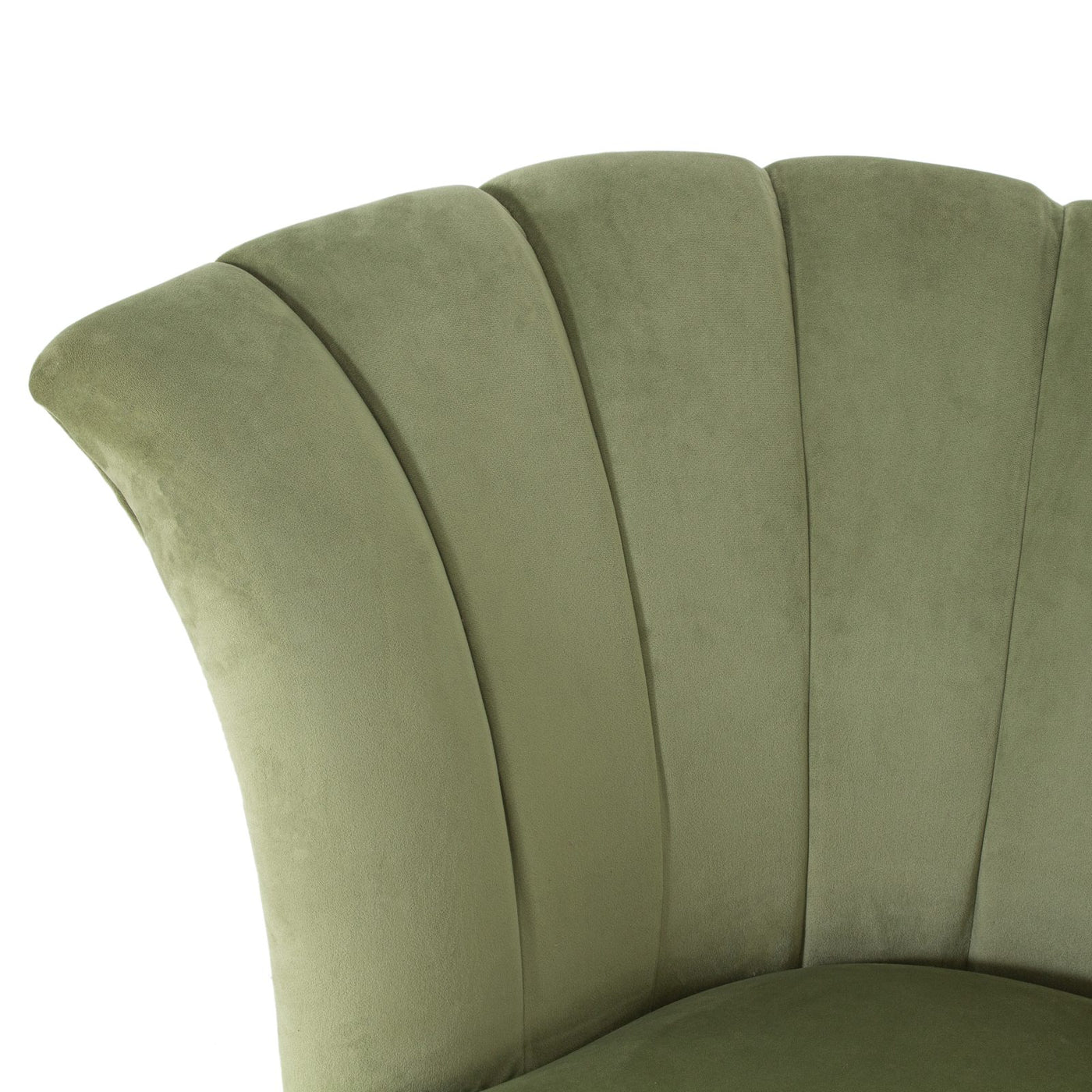 Sage green accent chair angled view