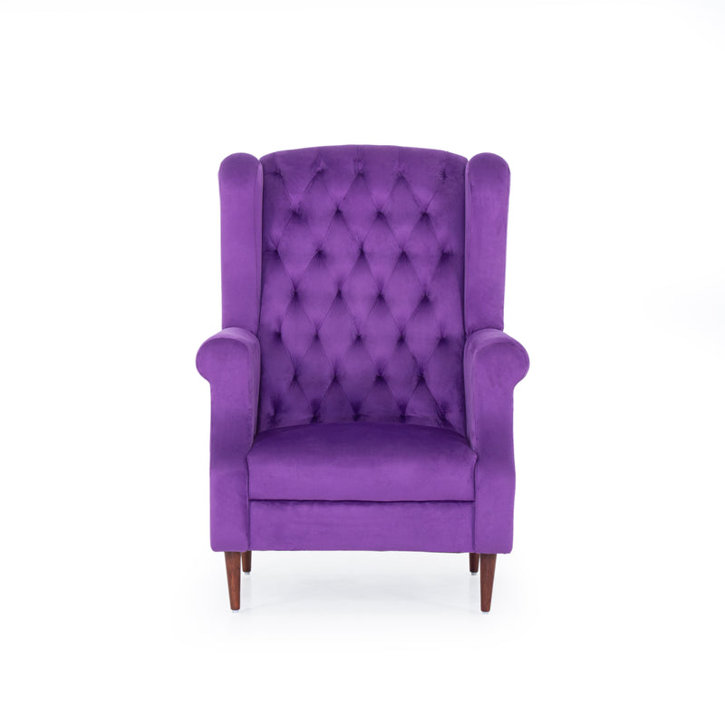 Purple wingback chair front view