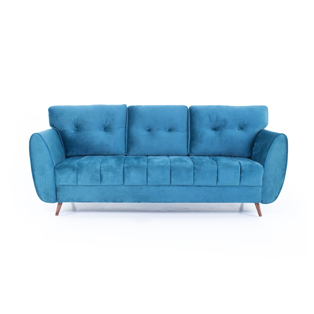 Teal blue three seater front view