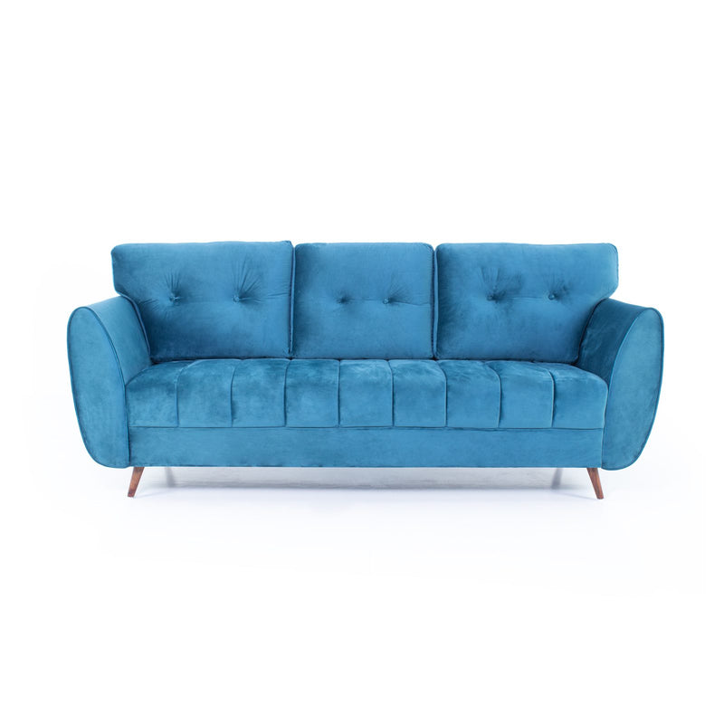 Teal blue three seater front view