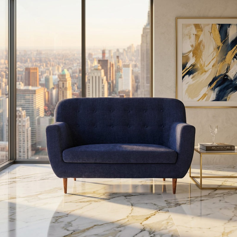 Navy Blue Tufted 2 Seater Sofa in luxury interior