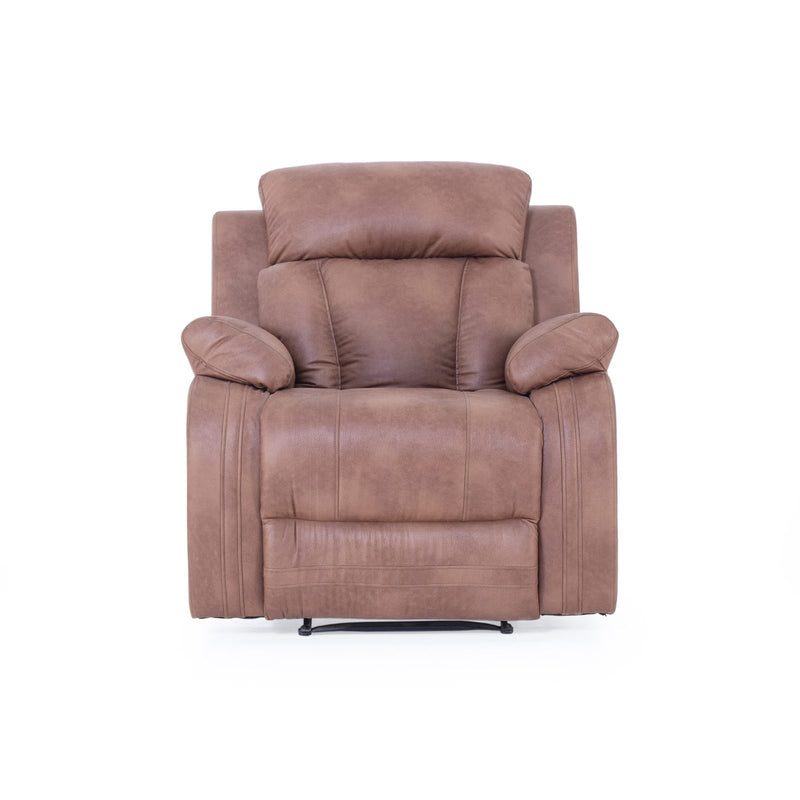 Brown recliner upright view
