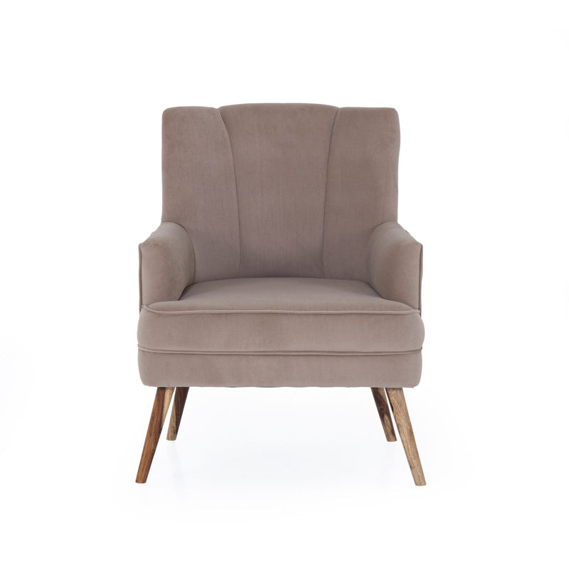 Beige shell back armchair front view