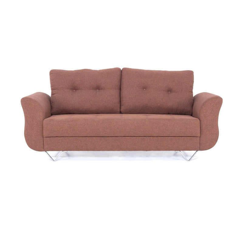 Rust brown 3 seater sofa angled studio shot