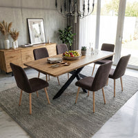 Architectural Solid Wood Dining Table with Spider-Leg Metal Base