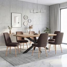 Architectural Solid Wood Dining Table with Spider-Leg Metal Base