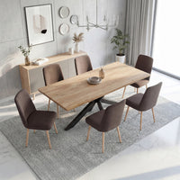 Architectural Solid Wood Dining Table with Spider-Leg Metal Base