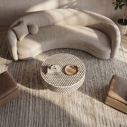 Artisan Bone Inlay Coffee Table with Sculpted Metal Base