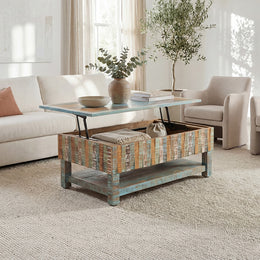Artisan Storage Coffee Table with Handcrafted Vintage Finish