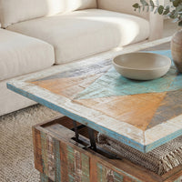 Artisan Storage Coffee Table with Handcrafted Vintage Finish