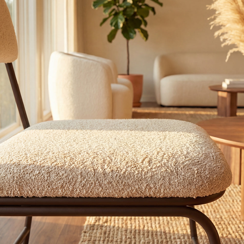 Contemporary Dining Chair with Metal Frame and Upholstered Seat