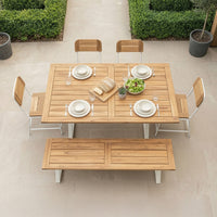 Contemporary Solid Wood Dining Table with Central Metal Support