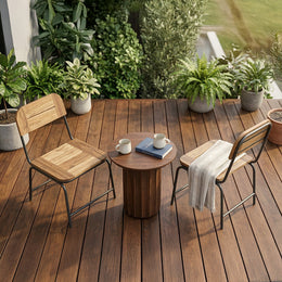Outdoor Solid Wood Chair with Stainless Steel Frame