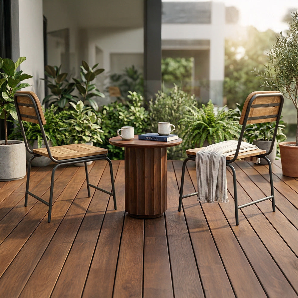 Outdoor Solid Wood Chair with Stainless Steel Frame