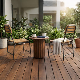 Outdoor Solid Wood Chair with Stainless Steel Frame