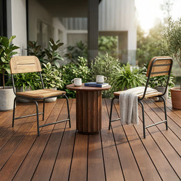Outdoor Solid Wood Chair with Stainless Steel Frame
