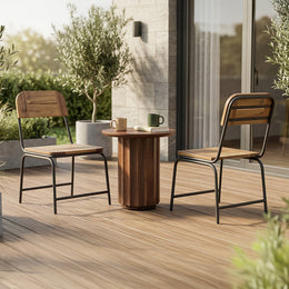 Outdoor Solid Wood Chair with Stainless Steel Frame