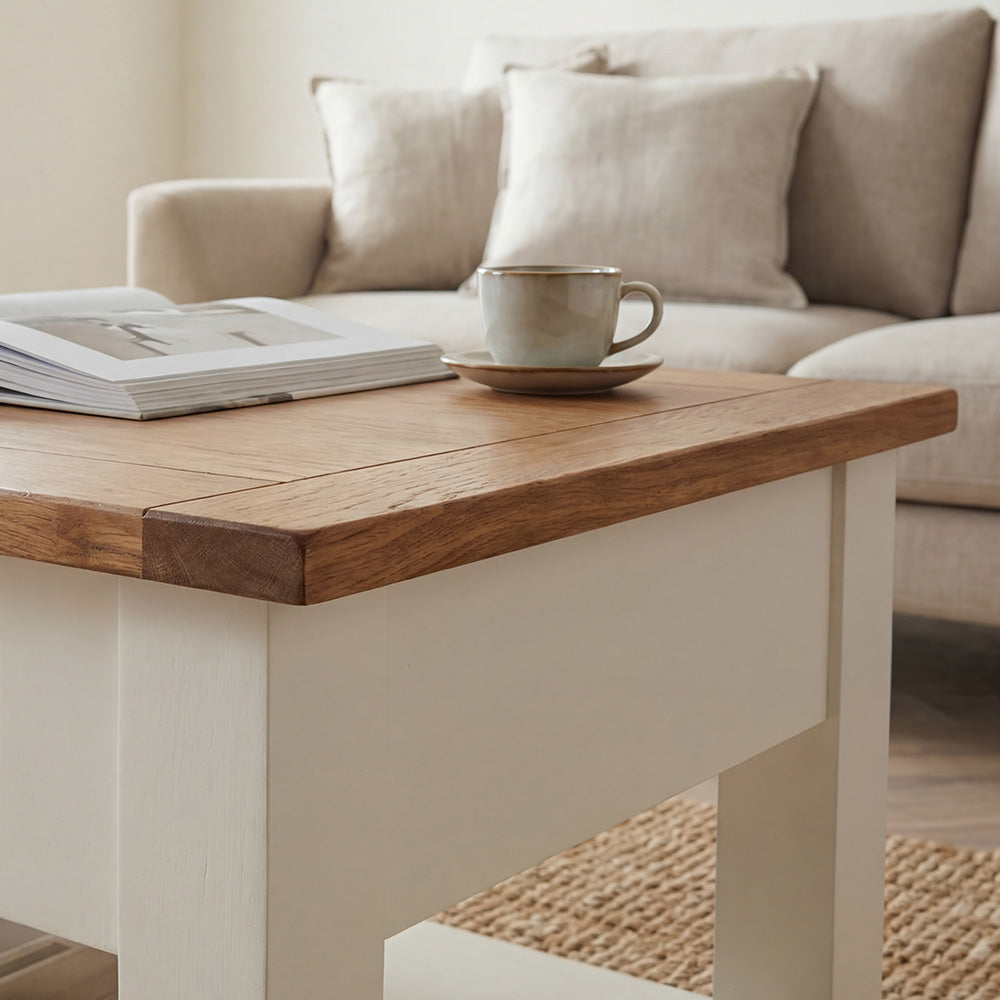 Minimal Solid Wood Centre Table with Integrated Drawer Storage