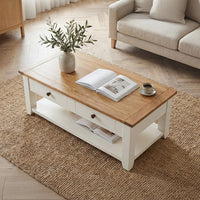 Minimal Solid Wood Centre Table with Integrated Drawer Storage