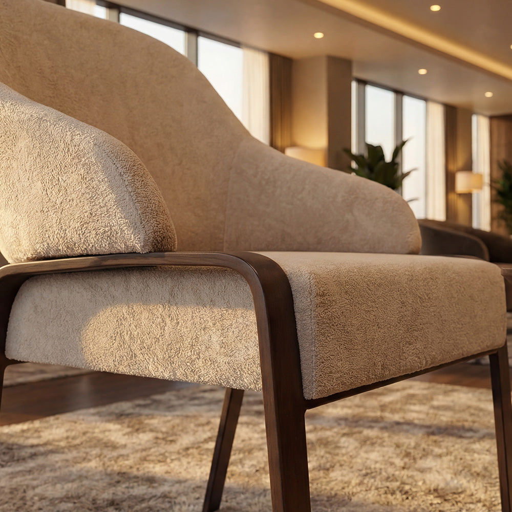 Modern Lounge Chair with Upholstered Comfort and Metal Frame