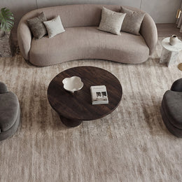 Modern Solid Wood Coffee Table with Sculpted Three-Ball Base