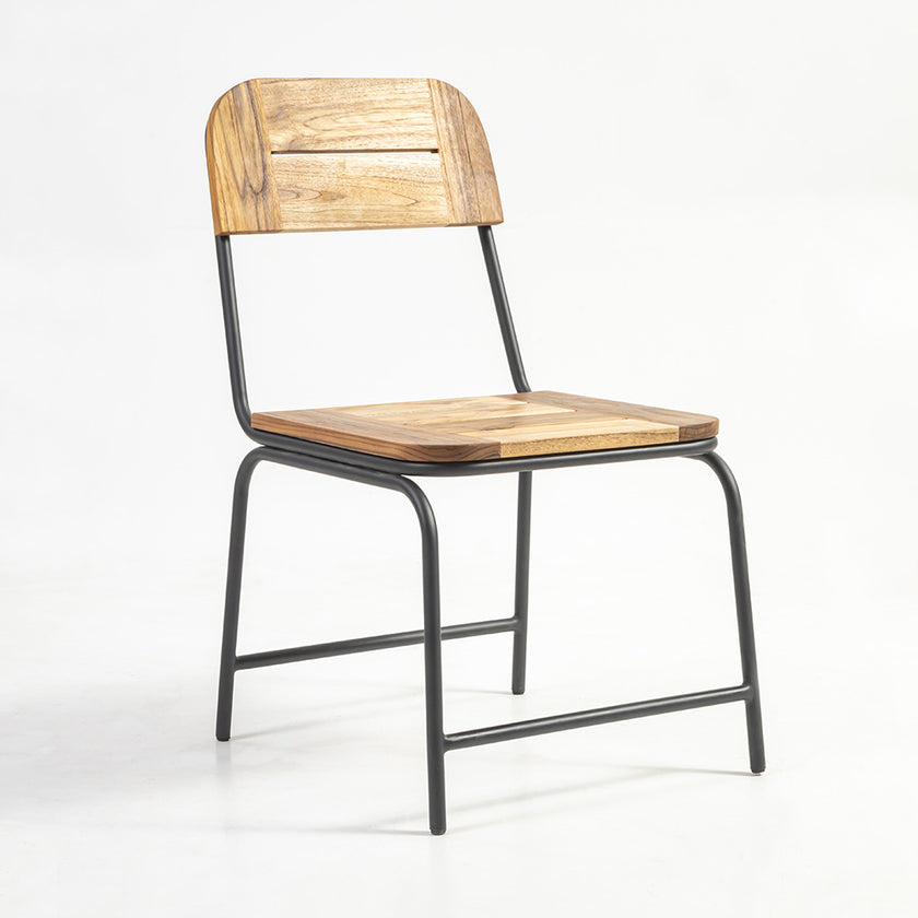 Outdoor Solid Wood Chair with Stainless Steel Frame