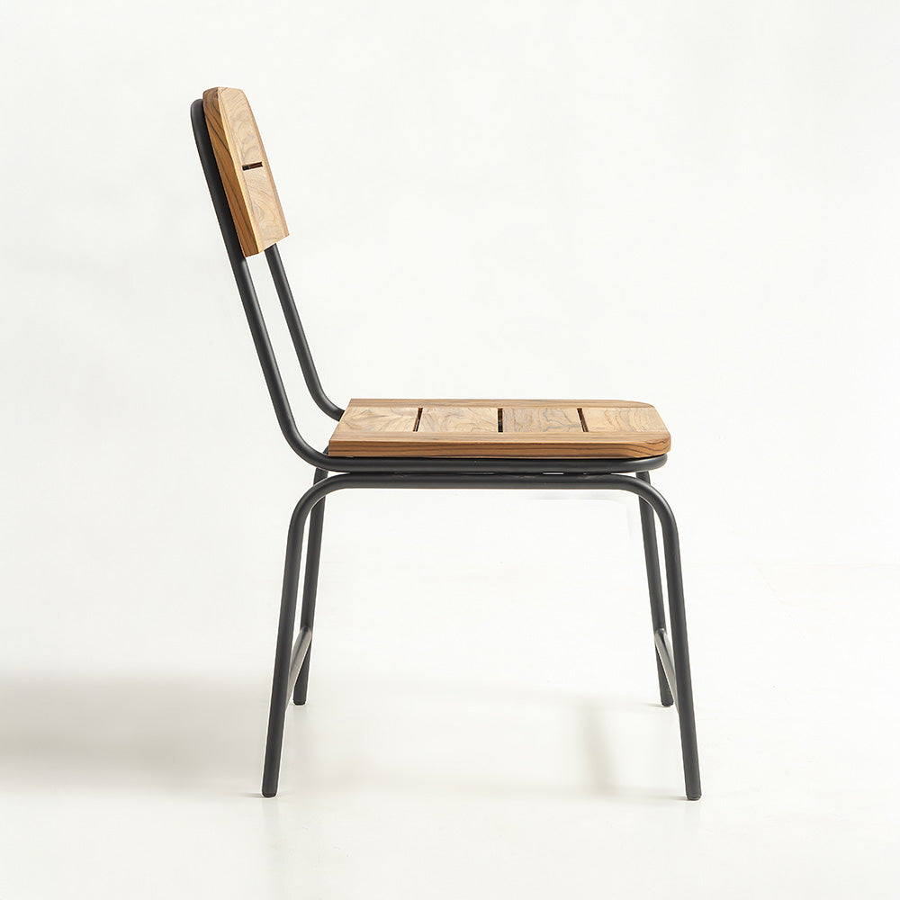 Outdoor Solid Wood Chair with Stainless Steel Frame