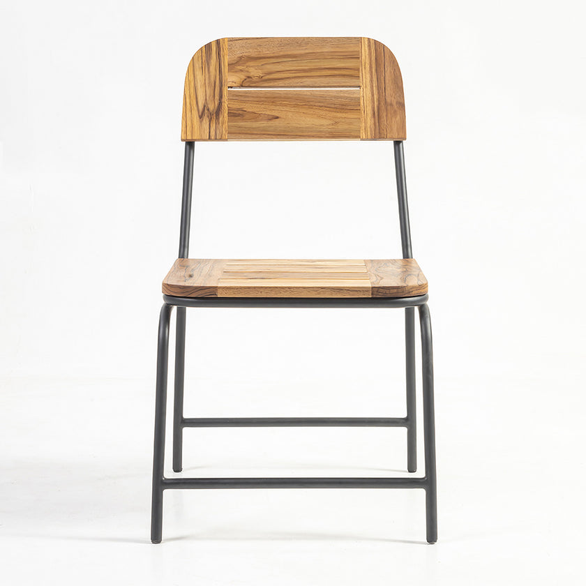 Outdoor Solid Wood Chair with Stainless Steel Frame