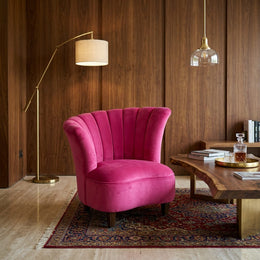 Fuchsia pink accent chair styled view