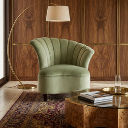 Sage green accent chair styled view