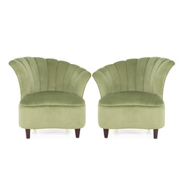 Sage green accent chair front view