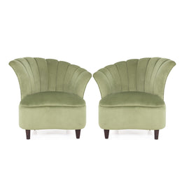 Sage green accent chair front view