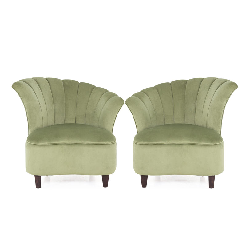 Sage green accent chair front view