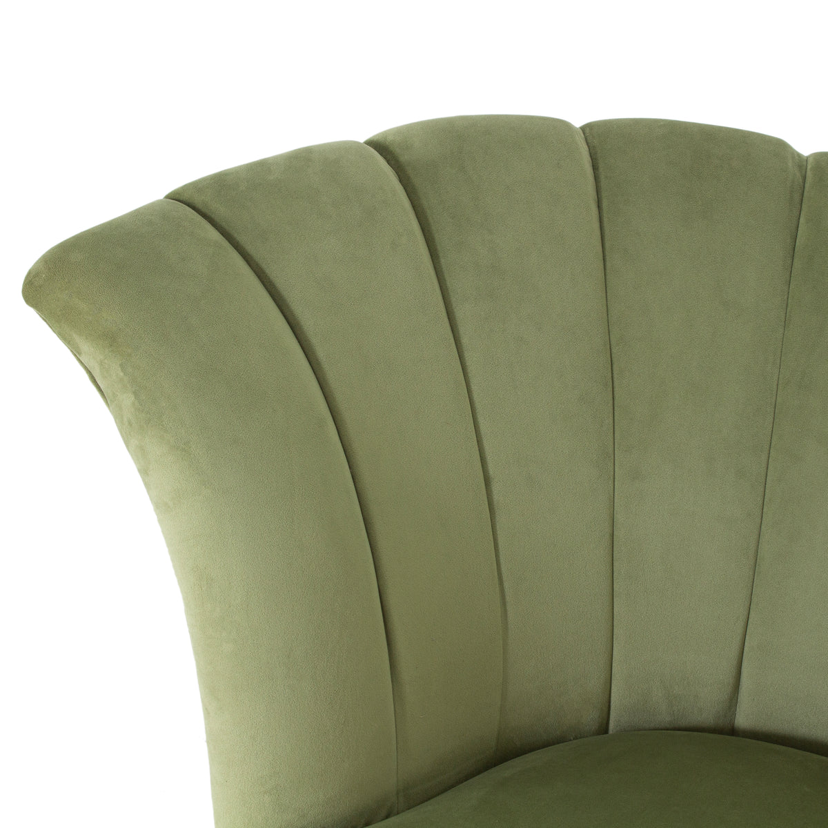 Sage green accent chair angled view