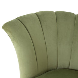 Sage green accent chair angled view