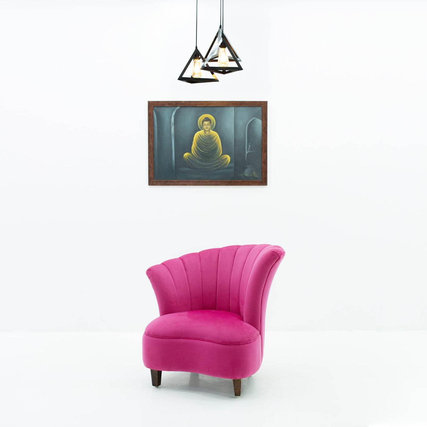 Fuchsia pink accent chair front view