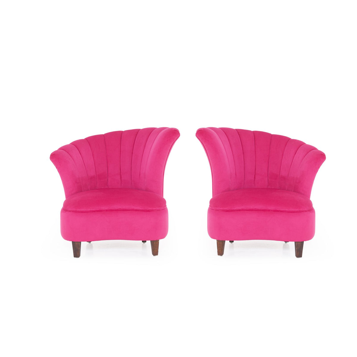 Fuchsia pink accent chair angled view