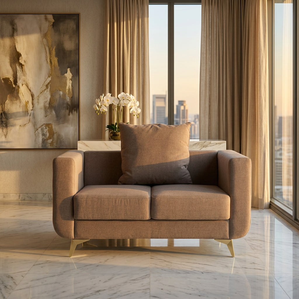 Taupe Grey Fabric 2 Seater Sofa in luxury interior