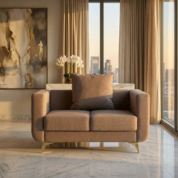 Taupe Grey Fabric 2 Seater Sofa in luxury interior