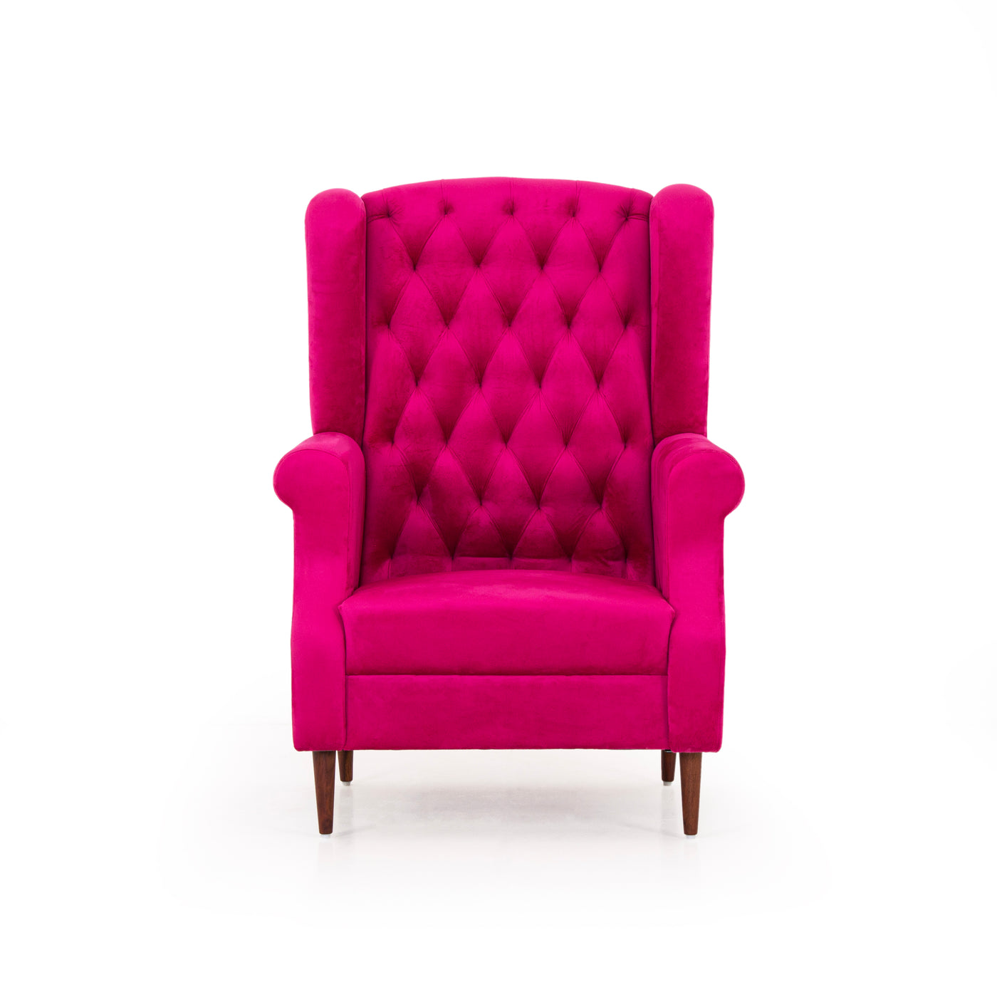 Fuchsia wingback chair front view