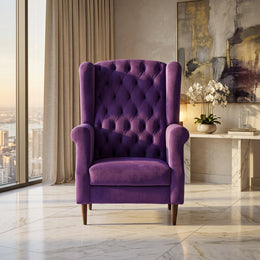 Purple Tufted Wingback Armchair in luxury interior