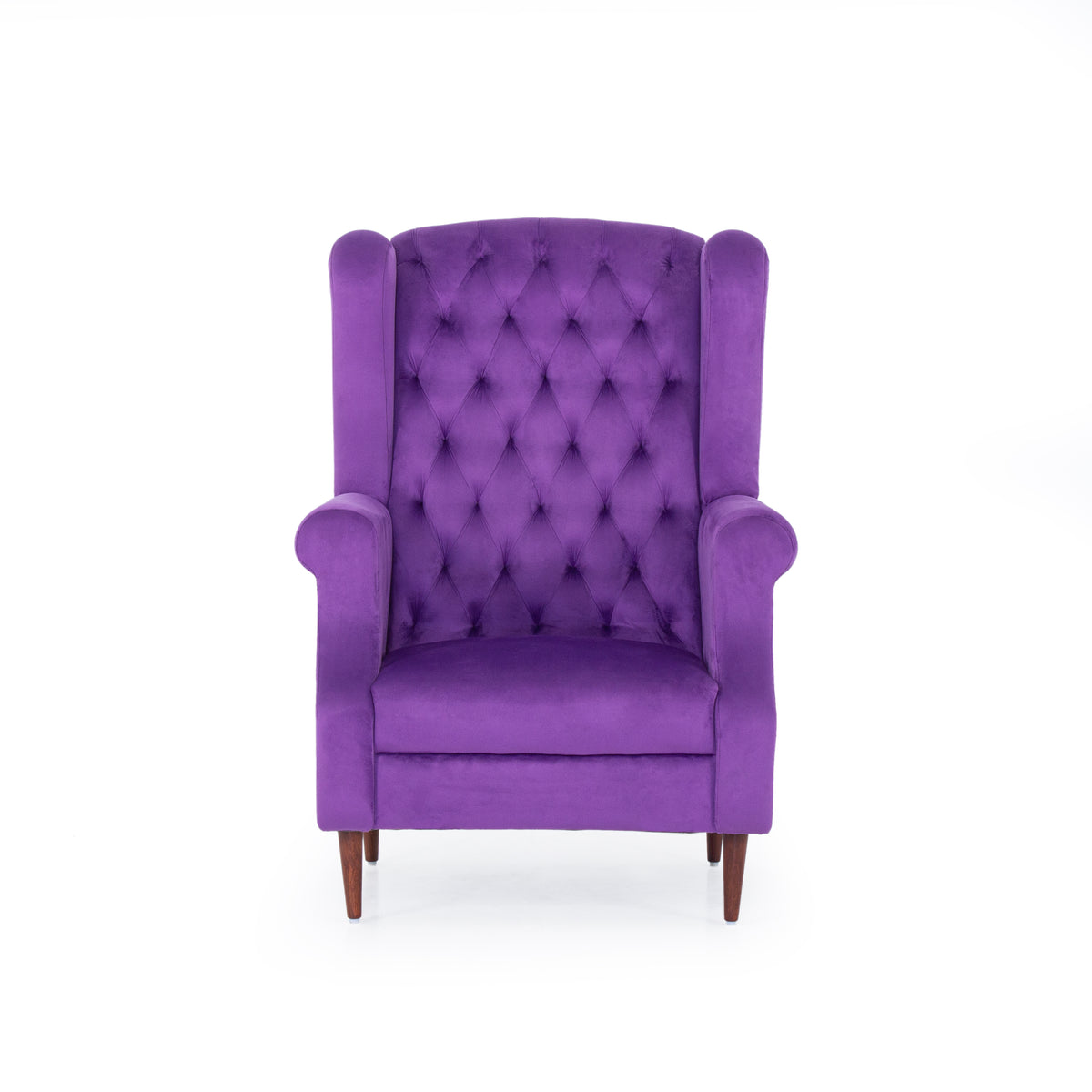 Purple wingback chair front view