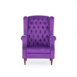 Purple wingback chair front view