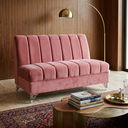 Rose pink settee styled view