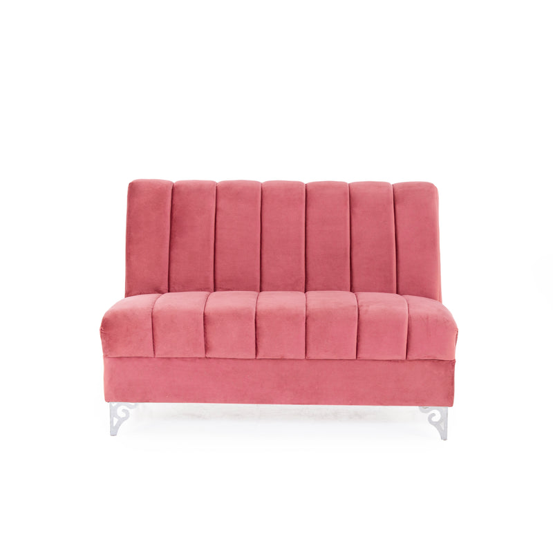 Rose pink settee front view