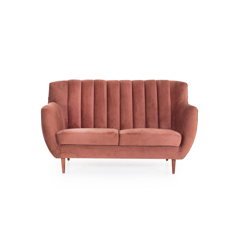 Rust velvet sofa front view